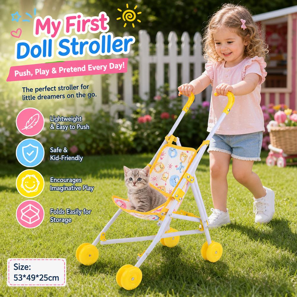 Baby Nursery Trolley - Bebek Arabası Pembe Bebek Arabası Etkileşimli