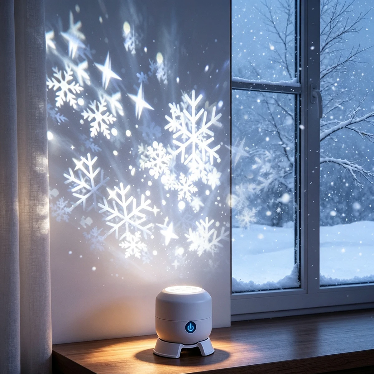 Baby Nursery Wall Lights - LED Dönen Kar Tanesi ve Yıldız