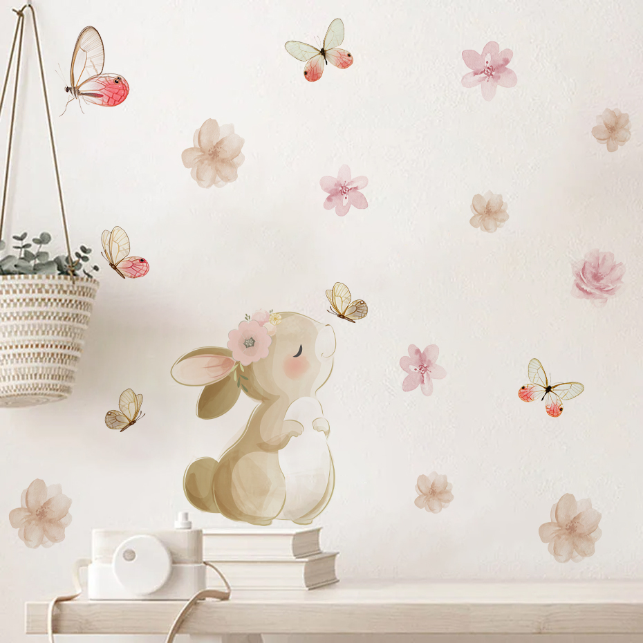 Karikatür Tavşan Çiçekler Kele - Baby Nursery Decor Girl incelemesi ve fiyatı