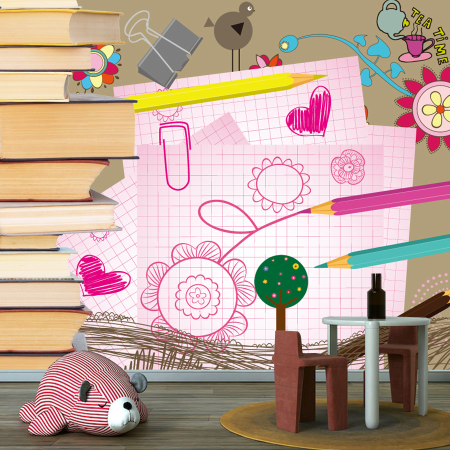 Karikatür Kitap Çizimi Kolay U - Baby Nursery Peel And Stick Wallpaper incelemesi ve fiyatı
