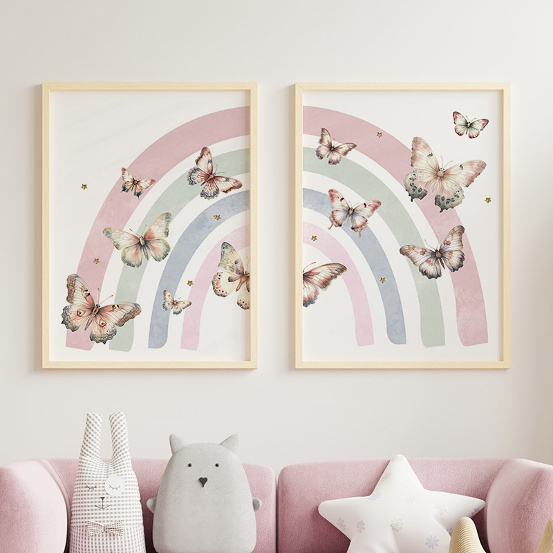 Pembe Gökkuşağı Kelebek Özel B - Baby Nursery Decor Girl incelemesi ve fiyatı